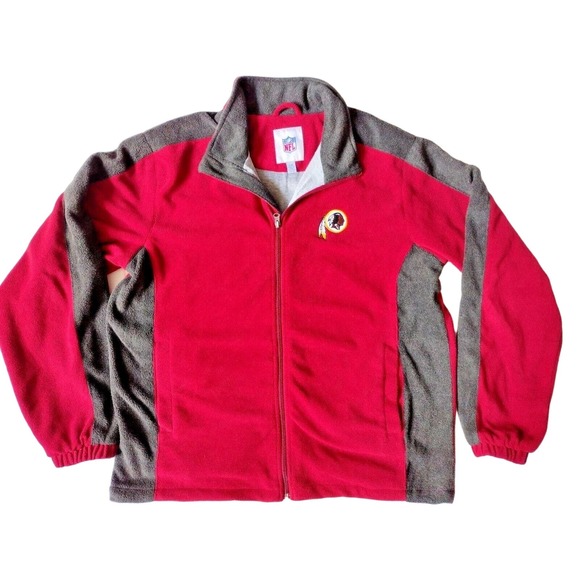 Washington Redskins NFL Men's Size L Fleece Jacket Red Full Zip Lined Retired - Picture 1 of 8